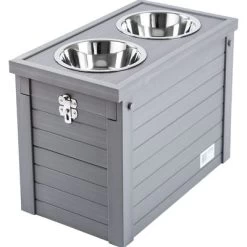 Contenedor De Pienso Con Comederos Kerbl Pet EcoFLEX® Para Perros -Perros Gatos Suministros Tienda 106300 kerbl ecoflex futterbar gray hs 08 0