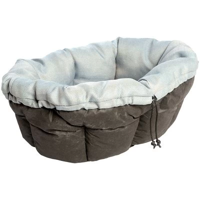 Cesta Ferplast Siesta Deluxe Negra Con Funda Sofá Tweed Azul - Imagen 7