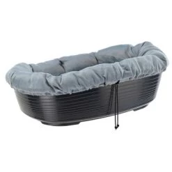 Cesta Ferplast Siesta Deluxe Negra Con Funda Sofá Tweed Azul -Perros Gatos Suministros Tienda 144998 ferplast ueberzug sofa blau tweed hs12 2