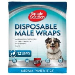 Simple Solution Pañal Desechable Para Perros Macho -Perros Gatos Suministros Tienda 265997 pla simplesolution disposable male wrap medium hs 01 6