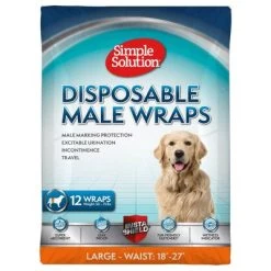 Simple Solution Pañal Desechable Para Perros Macho -Perros Gatos Suministros Tienda 265998 pla simplesolution disposable male wrap large hs 01 0