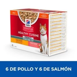 Hill's Science Plan Hill's Adult Sterilised Healthy Cuisine Con Pollo Y Salmón Para Gatos -Perros Gatos Suministros Tienda sp sterilized cat chicken salmon bk28509m bk28648m multipack 6