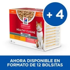 Hill's Science Plan Hill's Adult Sterilised Healthy Cuisine Con Pollo Y Salmón Para Gatos -Perros Gatos Suministros Tienda sp sterilized cat chicken salmon bk28509m bk28648m multipack fr 5