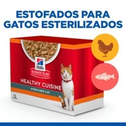 Hill's Science Plan Hill's Adult Sterilised Healthy Cuisine Con Pollo Y Salmón Para Gatos -Perros Gatos Suministros Tienda sp sterilized cat chicken salmon bk28509m bk28648m multipack plp 7