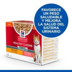 Hill's Science Plan Hill's Adult Sterilised Healthy Cuisine Con Pollo Y Salmón Para Gatos -Perros Gatos Suministros Tienda sp sterilized cat chicken salmon bk28509m bk28648m multipack powerclaim 5